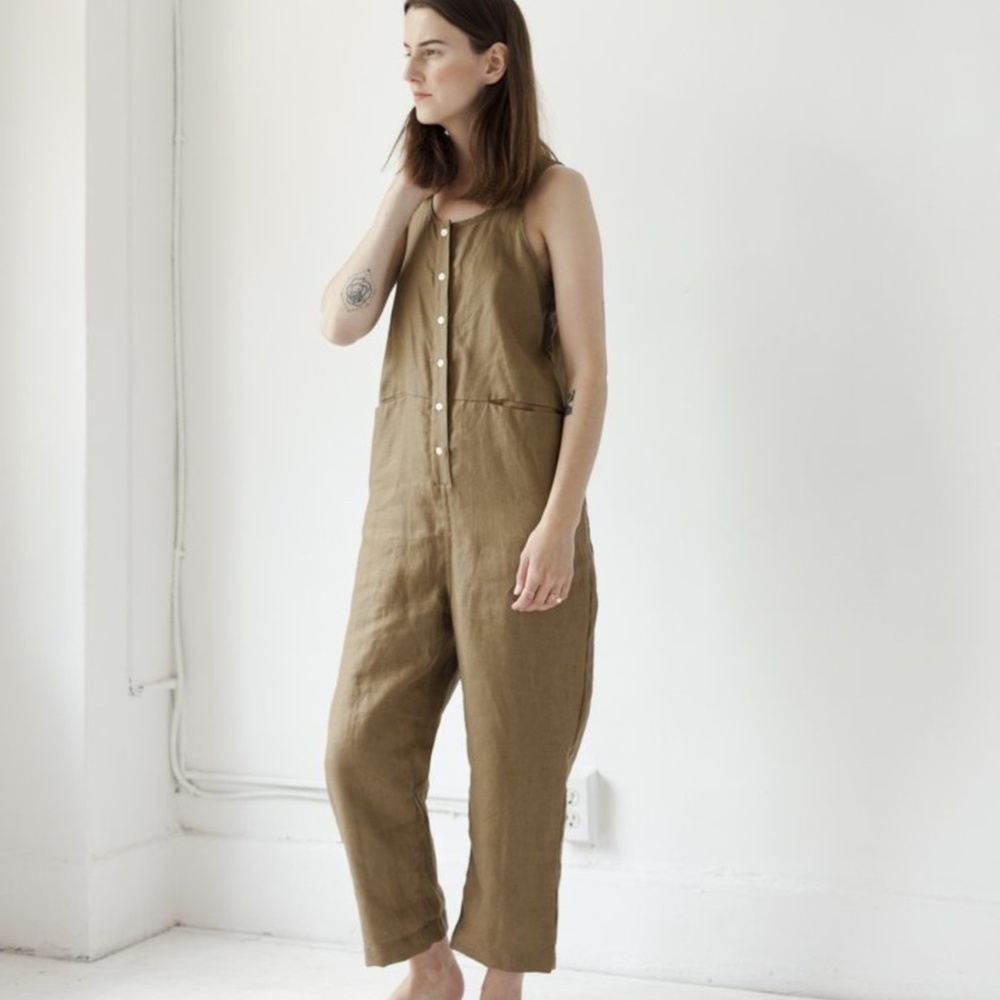 NWT Beaton Linen Pocket Jumpsuit in black XS